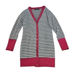 Merokeety White Black Striped Cardigan Size Small